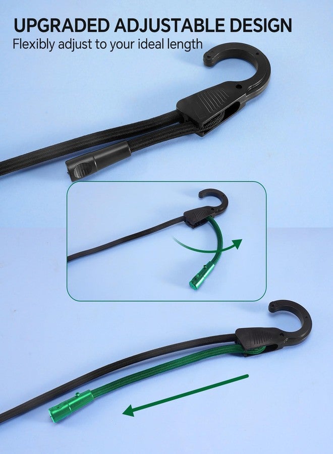 LuckyStraps 18" Adjustable Bungee Cords with Hooks, Flexibly Adjust from 6.5" to 18", Black Bungee Straps with Superior Elasticity & UV Resistance, Perfect for Cargo, Camping, Tents, Bike, Luggage, etc (10 Pcs) - Image 2